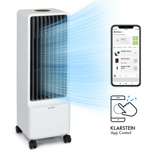 Klarstein Maxflow Smart, hladilec zraka 3 v 1, ventilator, vlažilec zraka, 5 l, WiFi, daljinski upravljalnik, 2 × hladilni set