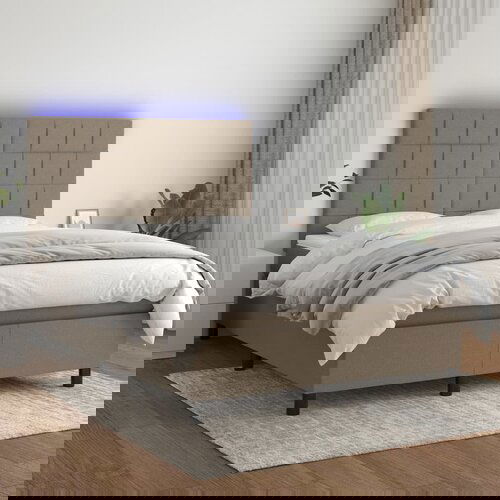 The Living Store Box spring postelja z vzmetnico LED taupe 140x200 cm blago - Box Spring Postelja, (21438394) Slike