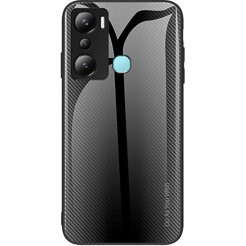 INORCO Teksturni ovitek iz ogljikovih vlaken za Infinix Hot 20i 4G, hrbtna stran iz kaljenega stekla, mehka torbica za telefon z okvirjem TPU, (22036097) Slike