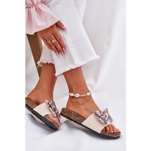 Boto Ladies sandals with bow on cork platform beige Lisandrea Cene