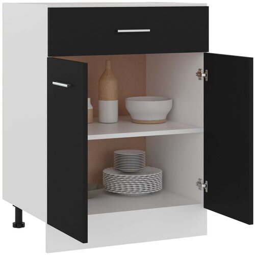 VidaXL Spodnja omarica s predalom črna 60x46x81,5 cm iverna plo&amp;scaron;ča, (20622959) Slike