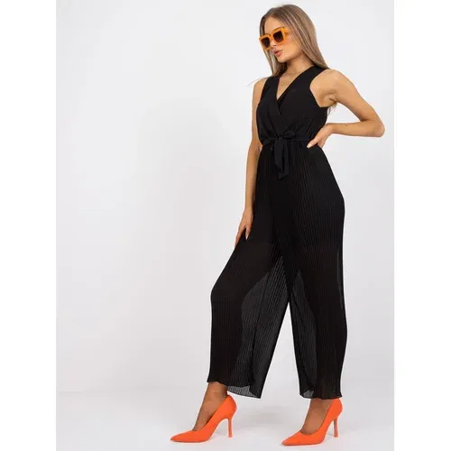 Fashion Hunters Black jumpsuit with wide pleated legs