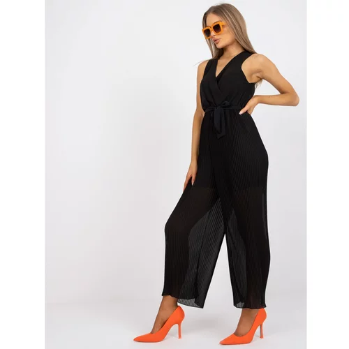 Fashion Hunters Black jumpsuit with wide pleated legs