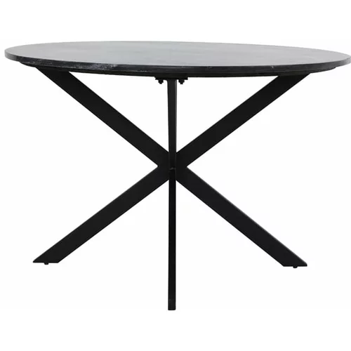 Light & Living Črna okrogla jedilna miza z mizno ploščo v marmornem dekorju ø 120 cm Tomochi –