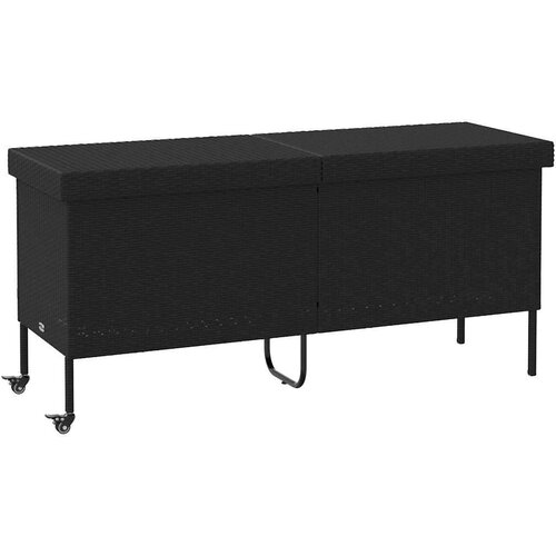 vidaXL Vrtna kutija za pohranu s kotačima crna 160x55x75 cm poliratana Cijene