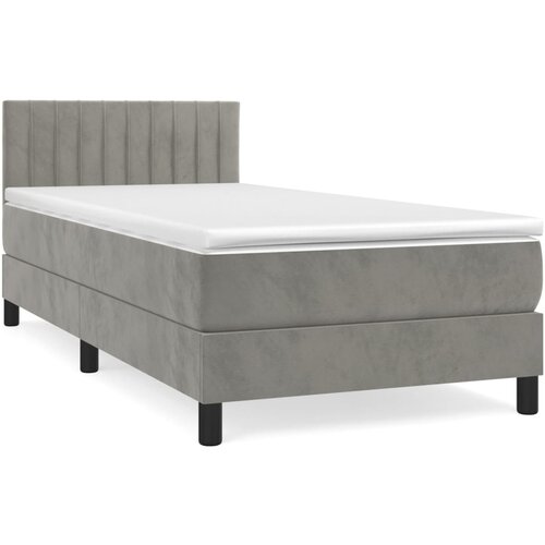 Maison Chic Box spring postelja - Vzmetna postelja z vzmetnico svetlo siva 80x200 cm žamet SL6895, (21905434) Slike