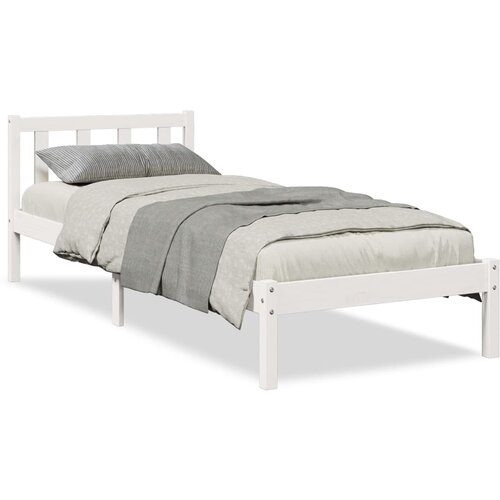 Maison Chic Daljši Posteljni okvir - Enojna postelja - Postelja za odrasle brez vzmetnice bel 80x210 cm borovina, (21696054) Cene