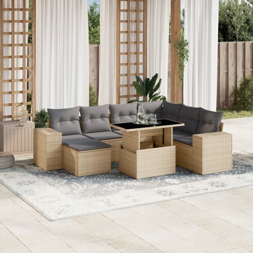 vidaXL 8-dijelni set vrtnih sofa od poliratana s jastucima bež Cene