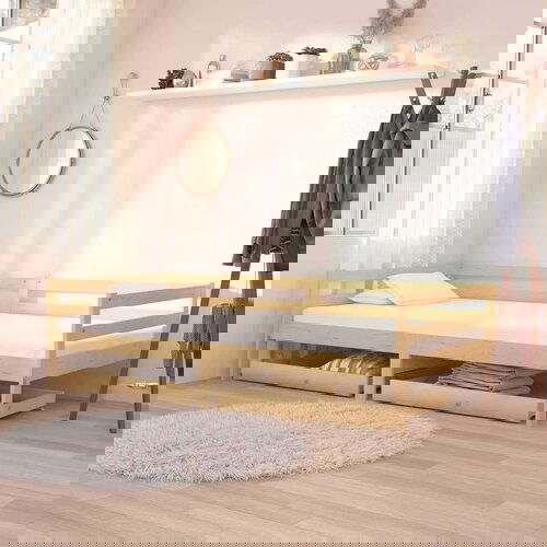 vidaXL Dnevni ležaj s ladicama 90 x 200 cm od masivne borovine Cene