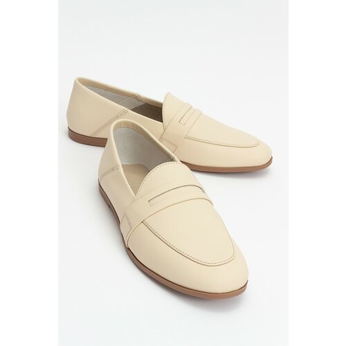 LuviShoes F05 Women's Flats in Ecru-Beige Skin and Genuine Leather. Slike
