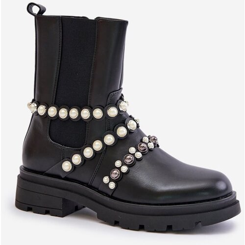 Kesi Women&amp;#039;s Ankle Boots with Decorative Straps - Black Sintitia Slike