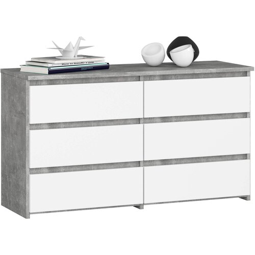 AKORD Cl100 Komoda, 6 Predalov, Beton/Bela, (5000332196) Cene