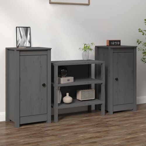 VidaXL Komoda 2 kosa siva 40x35x80 cm trdna borovina Slike