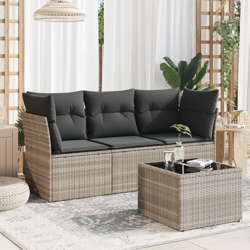 vidaXL 4-dijelni set vrtnih sofa s jastucima svijetlosivi poliratan Cijene