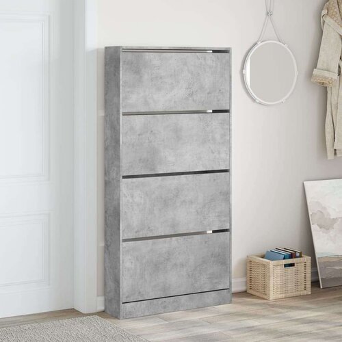  Ormarić za cipele s 4 ladice siva boja betona 80x21x163 5 cm Slike