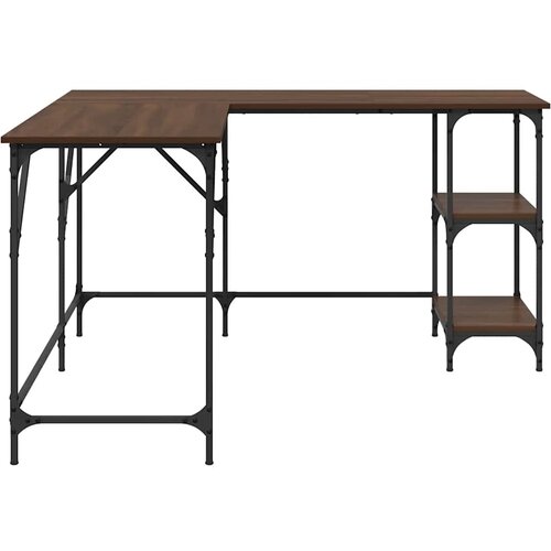  Radni stol stol boja smeđeg hrasta 139x139x75 cm Smeđa Slike