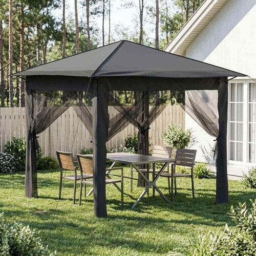 Gazebo s 4 bočne strane 2 6 x 2 6 m Svjetlosiva i antracit - Svjetlosiva i antracit s 4 bočna zida Cijene