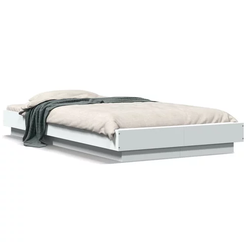  Okvir za krevet s LED svjetlima bijeli 90 x 190 cm drveni