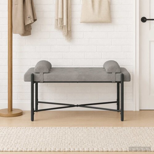  Klupa s gumbima i jastučićima Svjetlosiva 110 x 40 x 46 cm Cijene