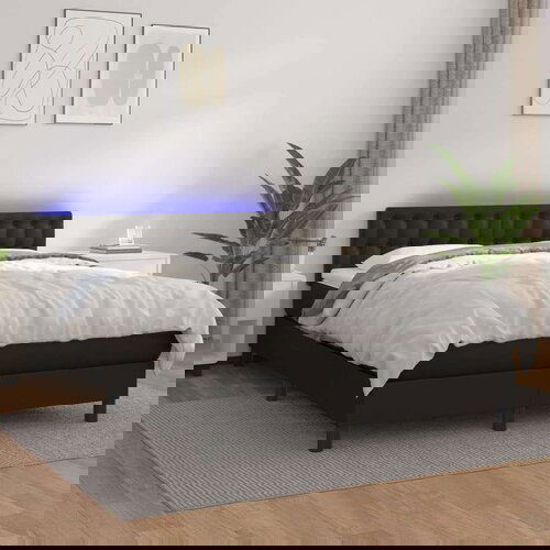  Box spring postelja z vzmetnico LED črna 140x200 cm um. usnje, (20725545) Slike
