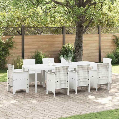  Stol za vrt Bijelo 250 x 100 x 73 cm poliratan Slike