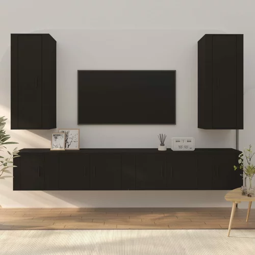 vidaXL 6-dijelni set TV ormarića crni od konstruiranog drva