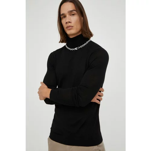 Bruuns Bazaar Volnen pulover moški, črna barva