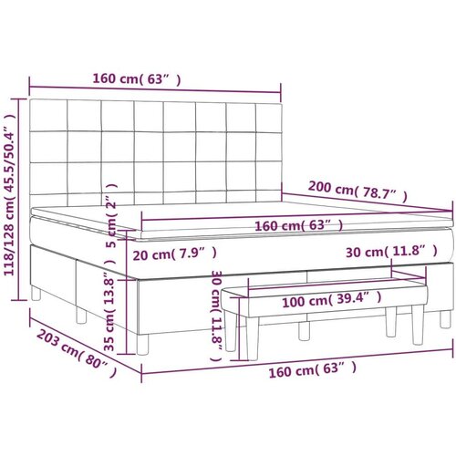  Box spring s madracem svjetlosiva 160x200 cm tkanina Slike