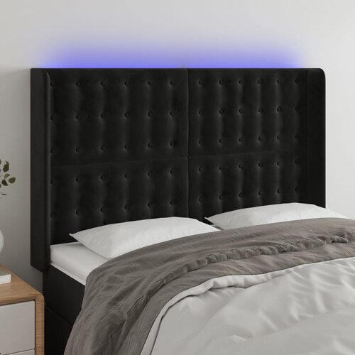 The Living Store led posteljno vzglavje črno 147x16x118/128 cm žamet - led vzglavje, (21495432) Cene