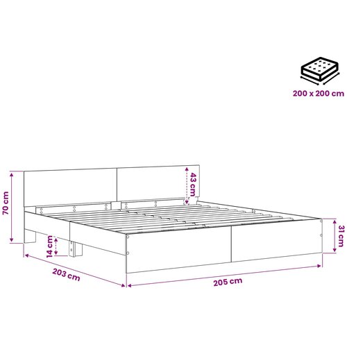  Okvir kreveta s uzglavljem s uzglavljem Staro drvo 200 x 200 cm Slike