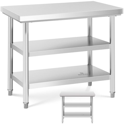 Royal Catering professional stainless steel work table with 2 shelves - 100x70cm for kitchen use, (21740687) Slike