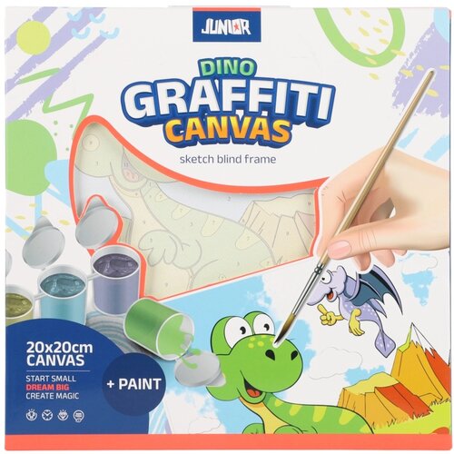 Junior Graffiti canvas, blind ram sa skicom, dino, bela, 20x20cm Cene