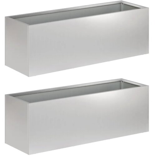  Vrtna saksija 2 kom. Srebrna 40 x 20 x 20 cm Pocinčani čelik - Pocinčani čelik 40 x 20 x 20 cm 2 Slike