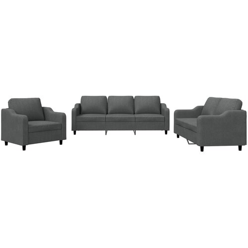 Maison Chic Sedežna garnitura - kavč z blazinami 3-delna temno sivo blago, (21728870) Cene