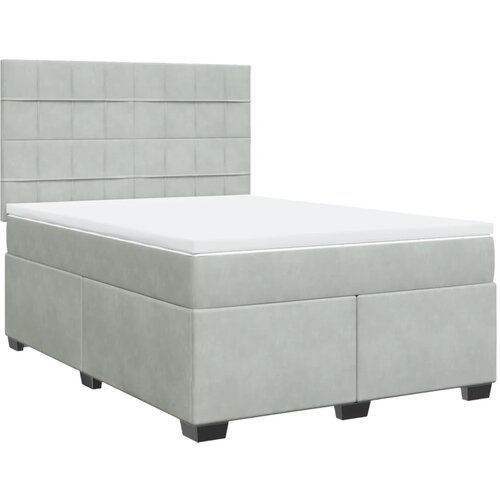 vidaXL Box spring postelja z vzmetnico svetlo siva 140x200 cm žamet, (21305476) Cene