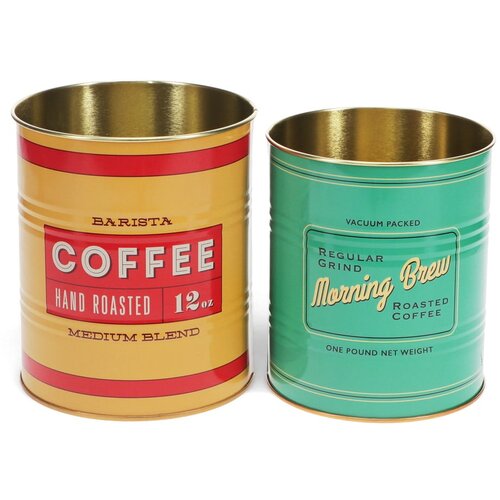 Rex London Dekorativne &scaron;katle za shranjevanje v kompletu 2 ks iz kositra &oslash; 11x13 cm Vintage Coffee &ndash; Cene