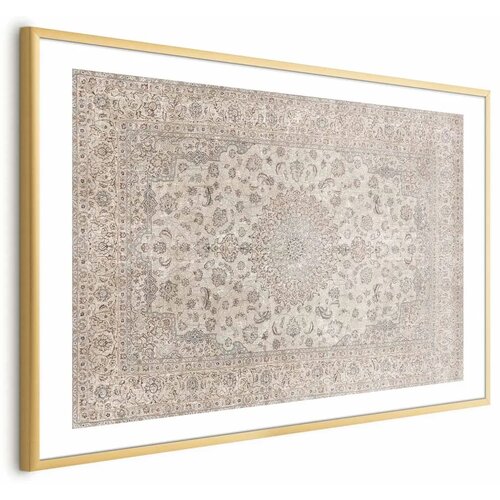  Plakat - Sand Carpet - Worn Persian Rug with Rich Ornamental Motifs 42x29.7 Zlatni okvir s margom Cene