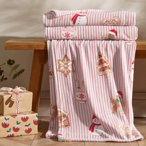 Catherine Lansfield Crvena/u prirodnoj boji deka s božićnim motivom 170x130 cm Christmas Gingerbread Stripe &amp;ndash; Slike