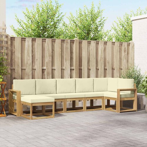  Set vanjskih sofa 7 kom. Bijela i krem Poliester Smeđa 310 x 132,5 x 73 cm Slike
