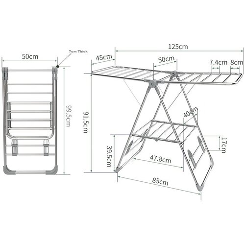  Ourunzhe Sušilica za veš, Sklopiva, 126cm, Siva Cene