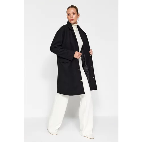 Trendyol Black Oversize Wide-Cut Belted Coat