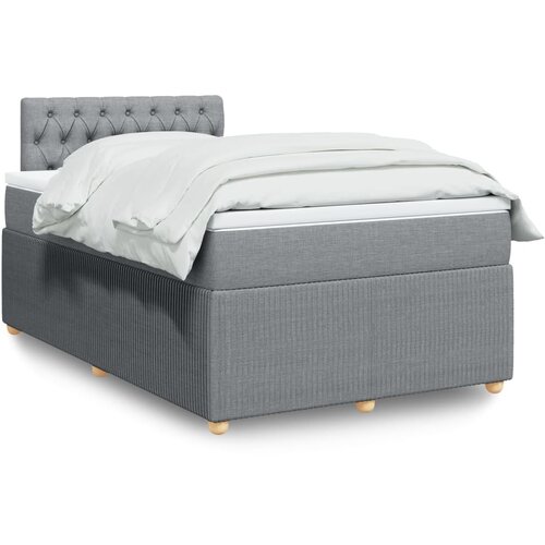 vidaXL Box spring postelja z vzmetnico svetlo siva 120x200 cm blago Cene