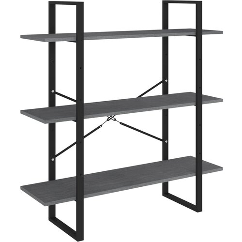 Maison Chic Knjižna omara - Knjižni regal 3-nadstropna siva 100x30x105 cm trdna borovina, (21726079) Cene