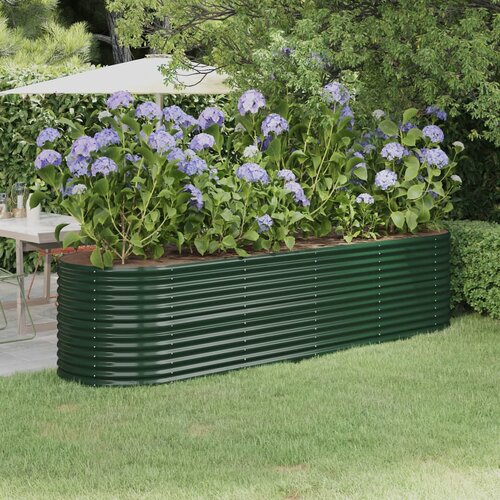 vidaXL Visoka greda iz prašno premazanega jekla 296x80x68 cm zelena Cene