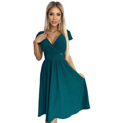 NUMOCO Dress with neckline and short sleeves