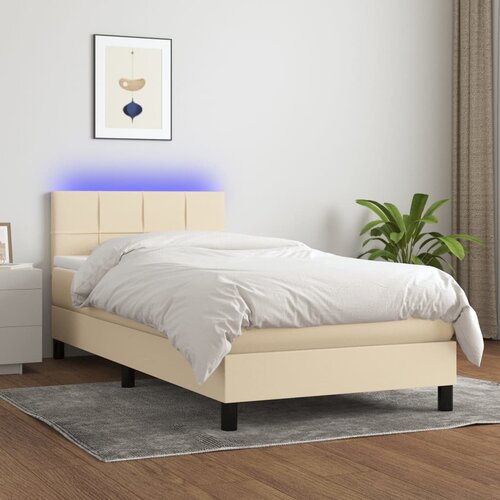  box spring s madracem LED krem 90x200 cm od tkanine Cene