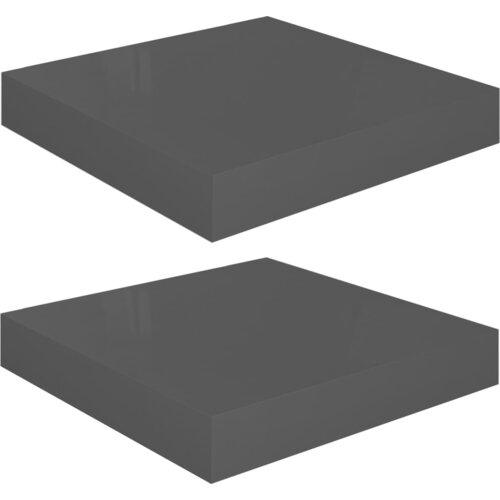 Maison Chic 2 kosi Stenske Police - Viseče police visok sijaj sive 23x23,5x3,8 cm MDF, (21793977) Cene