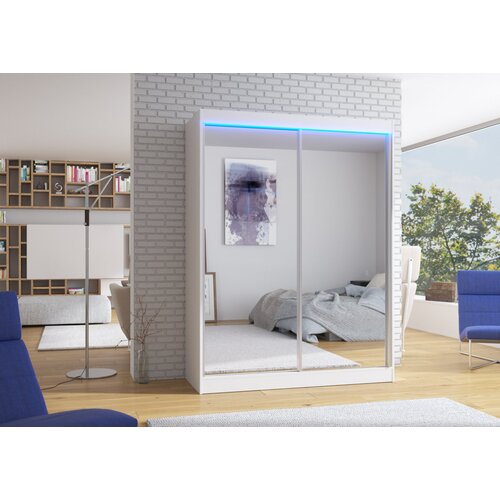 ADRK Klizni ormar s ogledalom FLOREST 150 cm - BIJELA Slike
