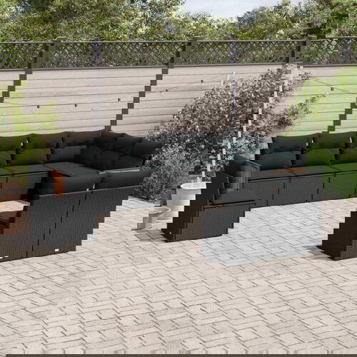 vidaXL 10-dijelni set vrtnih sofa s jastucima crni od poliratana Cijene