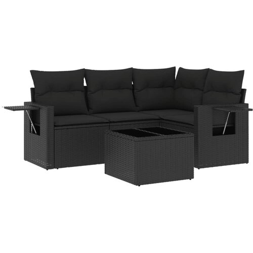  5-dijelna vrtna garnitura od poliratana s jastucima crna 85 x 62 x 69 cm Slike